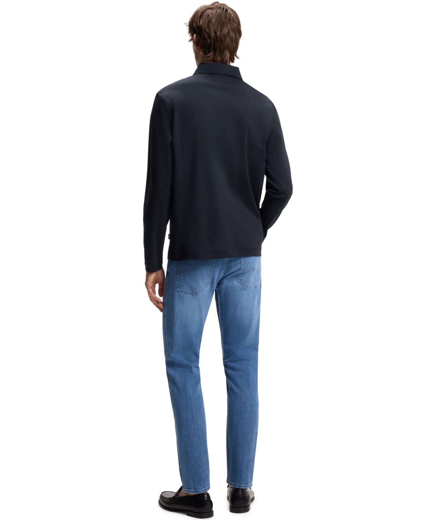 Мужское поло Hugo Boss C-Paley 01 Double-B-Monogram Regular-Fit Polo Shirt, цвет: Тёмный синий — фото 2