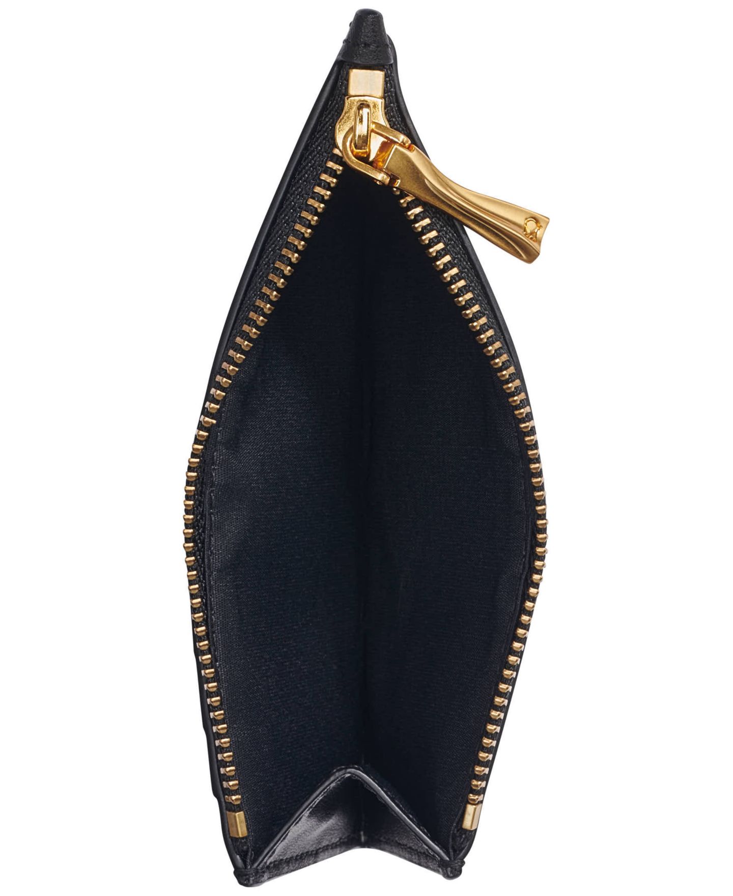 Женский кошелёк Donna Karan New York Leather Zipper Card Case, цвет: Чёрный / Золотой — фото 4