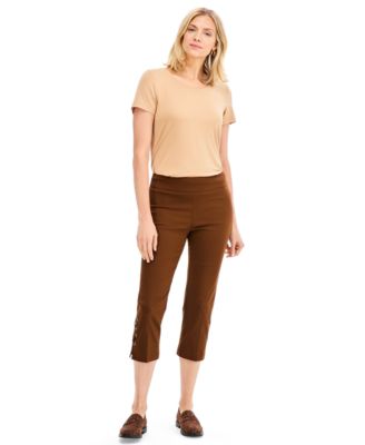Women's Side Lace-Up Pull-On Capri Pants
