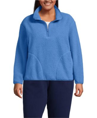 Plus Size High Pile Half Zip Fleece Pullover