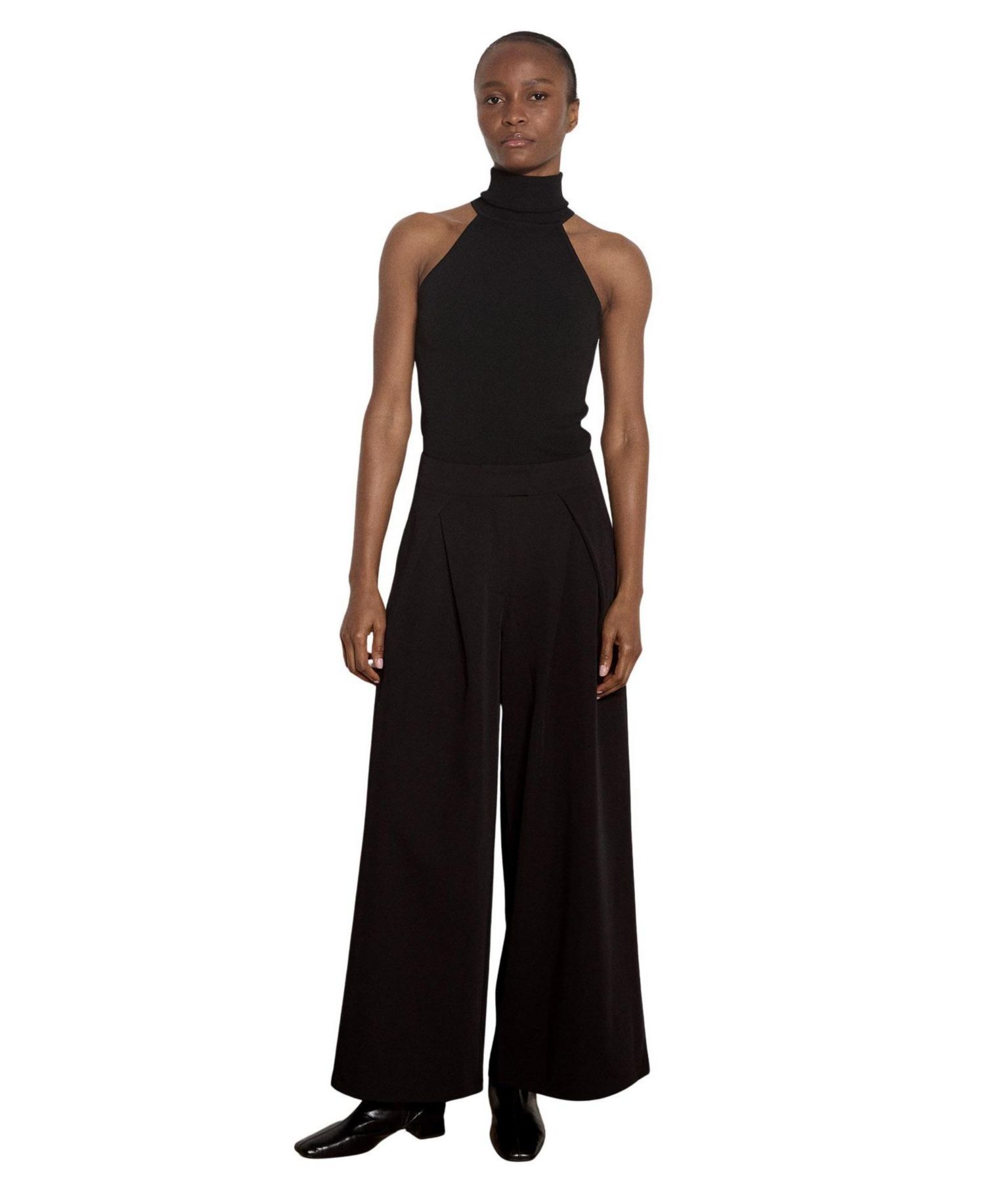Women's Wide-Leg Pleated High-Rise Trousers