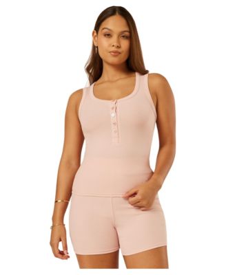 Women's Essential Everyday Scoop Neck Ribbed Henley Tank Top
