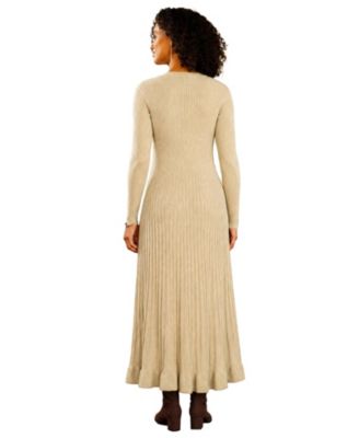 Yumi Women's Button-Front Knitted Ribbed Dress