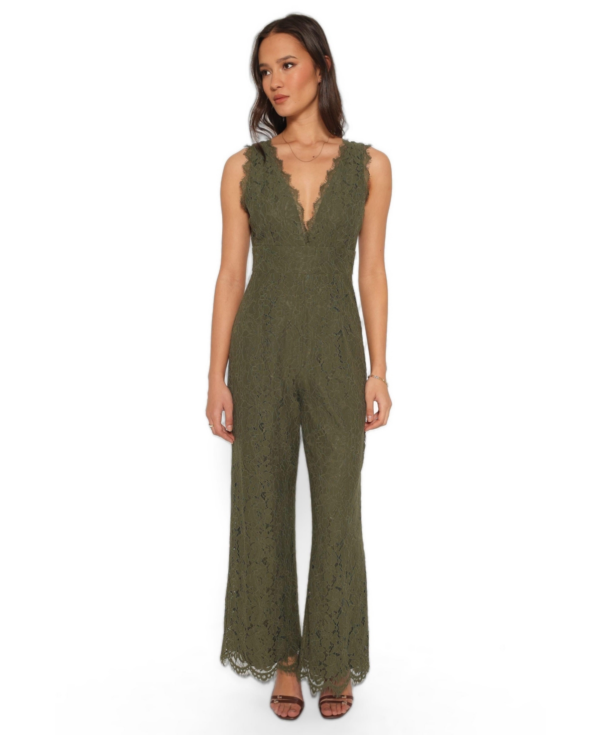 Petal and Pup Women's Eloise Floral-Print Lace V-Neck Jumpsuit