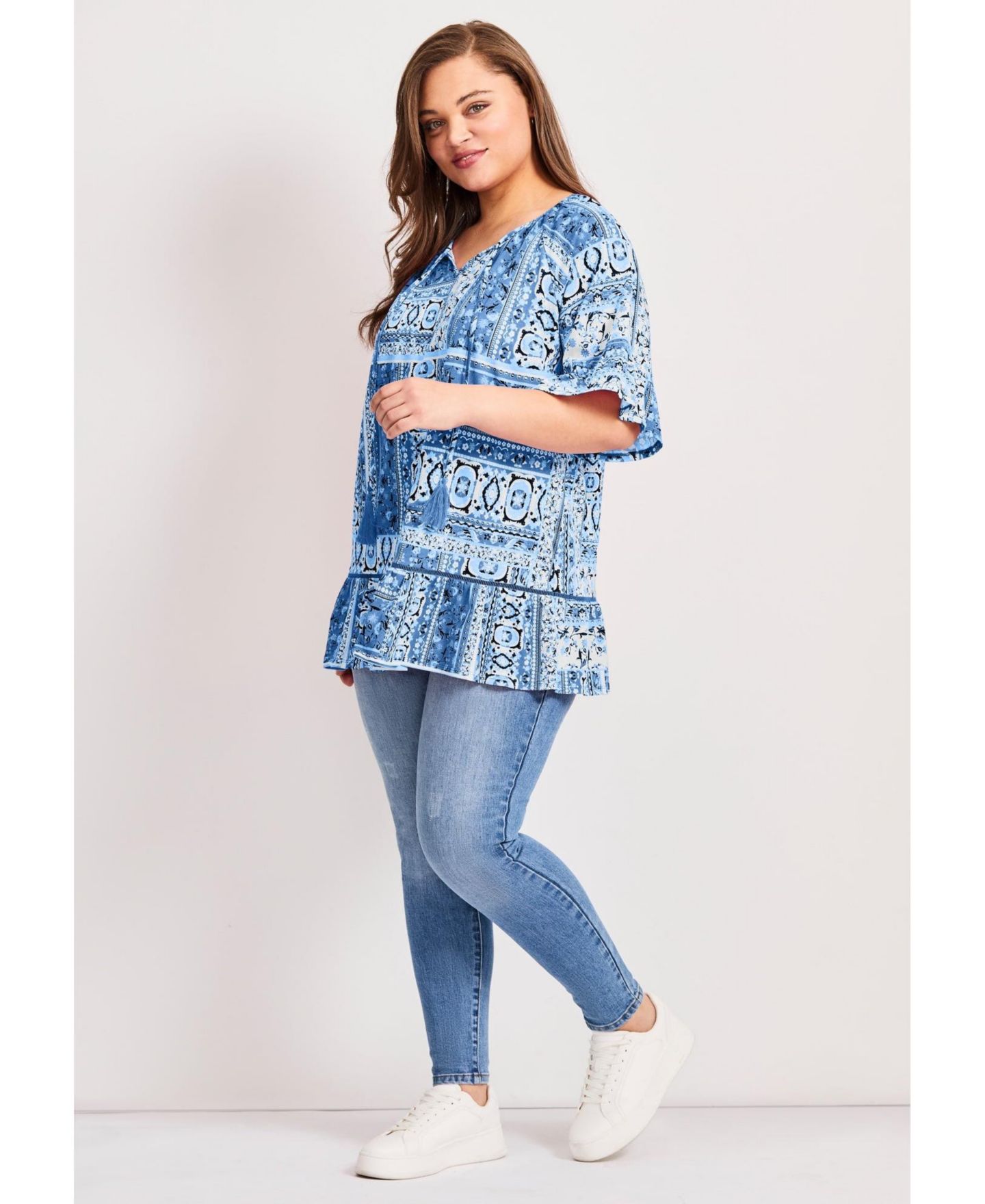 Женский топ Avenue Flutter Sleeve, цвет: Синий — фото 4