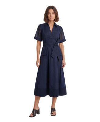 Women's Utility Short Sleeve Organdie Midi Dress