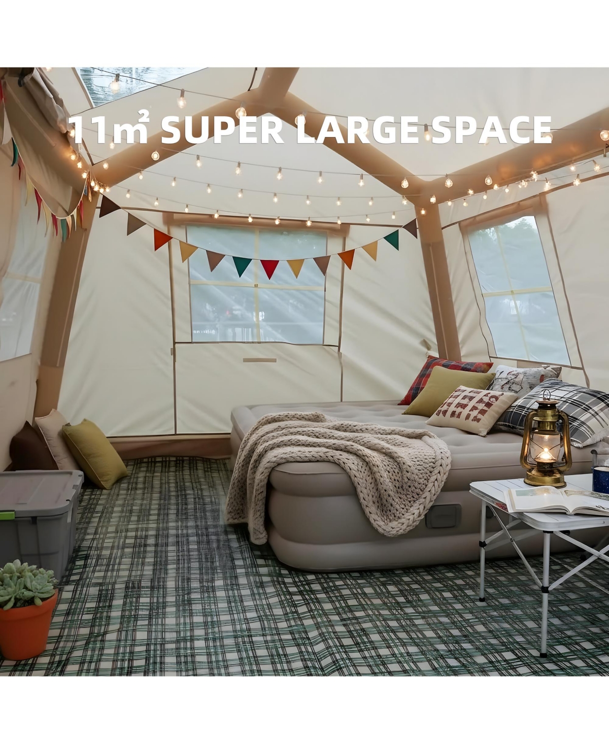 Zeny 8 10 Person Inflatable Camping Tent with Detachable Canopy, Stove Jack and Ac Port for Large Group Glamping