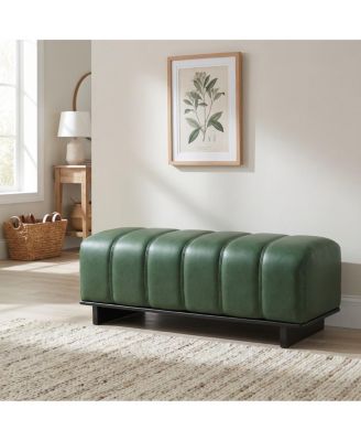PU Fabric Indoor Dining Bench with Rubber Wood Legs