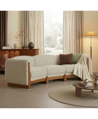Elegant Curved Boucle Sofa with Solid Wood Frame