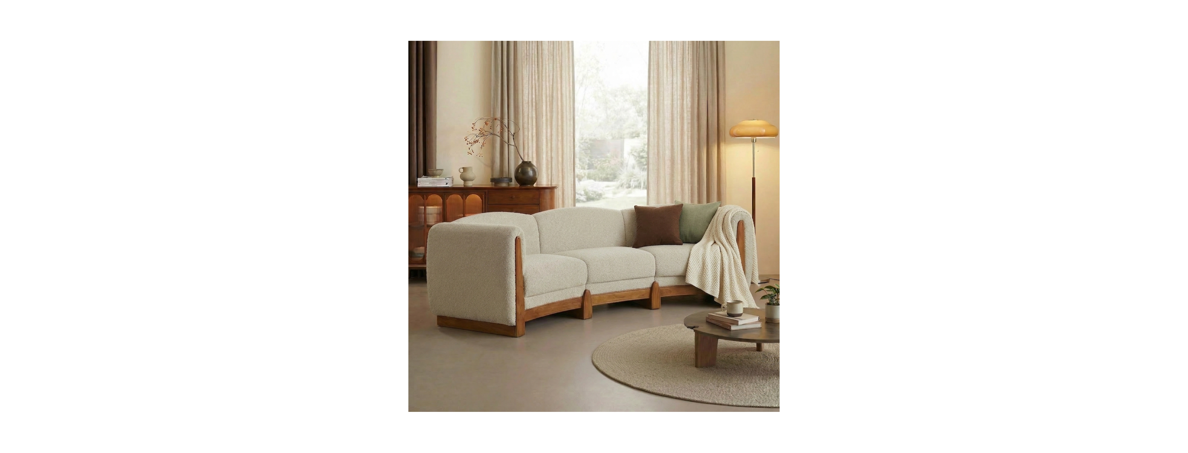 Streamdale Furniture Elegant Curved Boucle Sofa with Solid Wood Frame