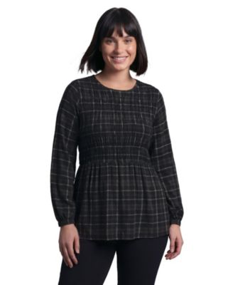 Plus Size Sela Long-Sleeve Smocked Blouse