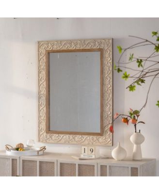 38" x 30" Vintage Wall Mirror, Rectangular Decorative Mirror for Entryway