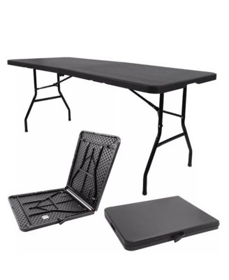 6-Foot Heavy-Duty Portable Folding Table with Waterproof HDPE and Carrying Handle Seats 8 for Indoor and Outdoor Use