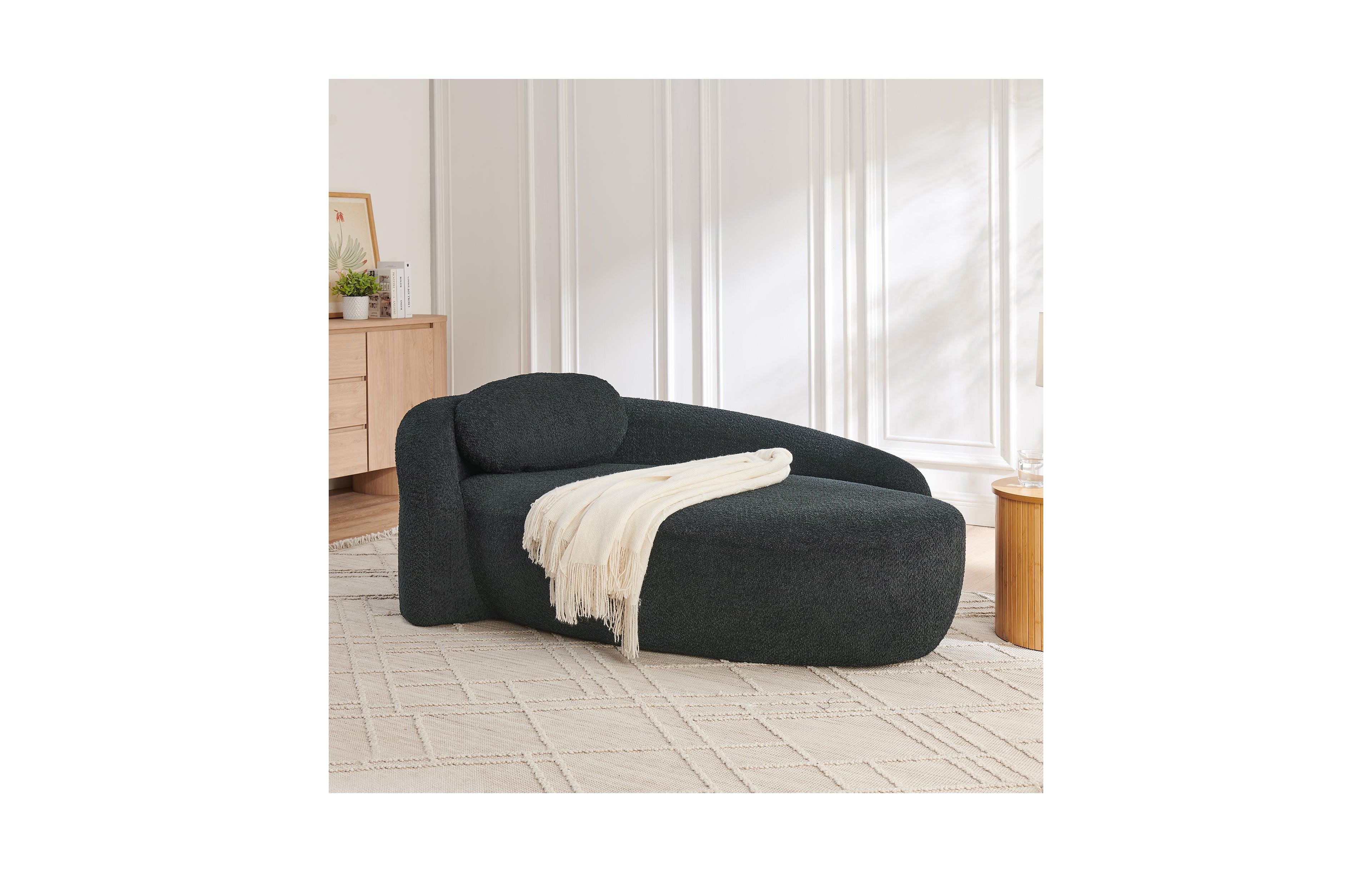 Rainsken Modern Oval Single Sofa Chair, Comfy Lounge Chair with Integrated Backrest, Side Armrest and Pillow for Living Room, Bedroom