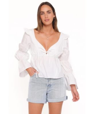Women's Bairbre Long-Sleeve Scoop Neck Tie-Front Top