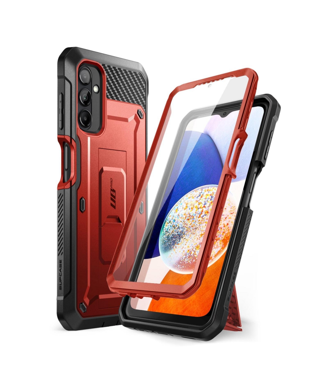 Supcase Unicorn Beetle Pro Shockproof Phone Case with Built-in Screen Protector for Samsung Galaxy A14 - Red