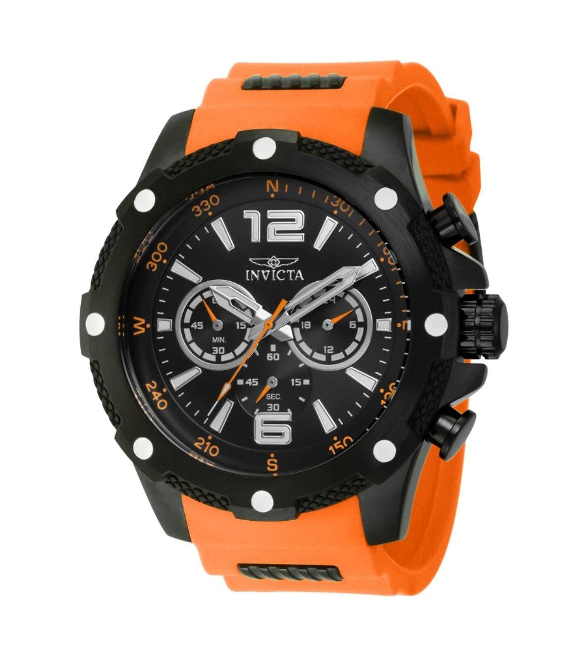 Invicta Men's I-Force Quartz Sport Stainless Steel Orange and Black Rubber Watch, 50mm