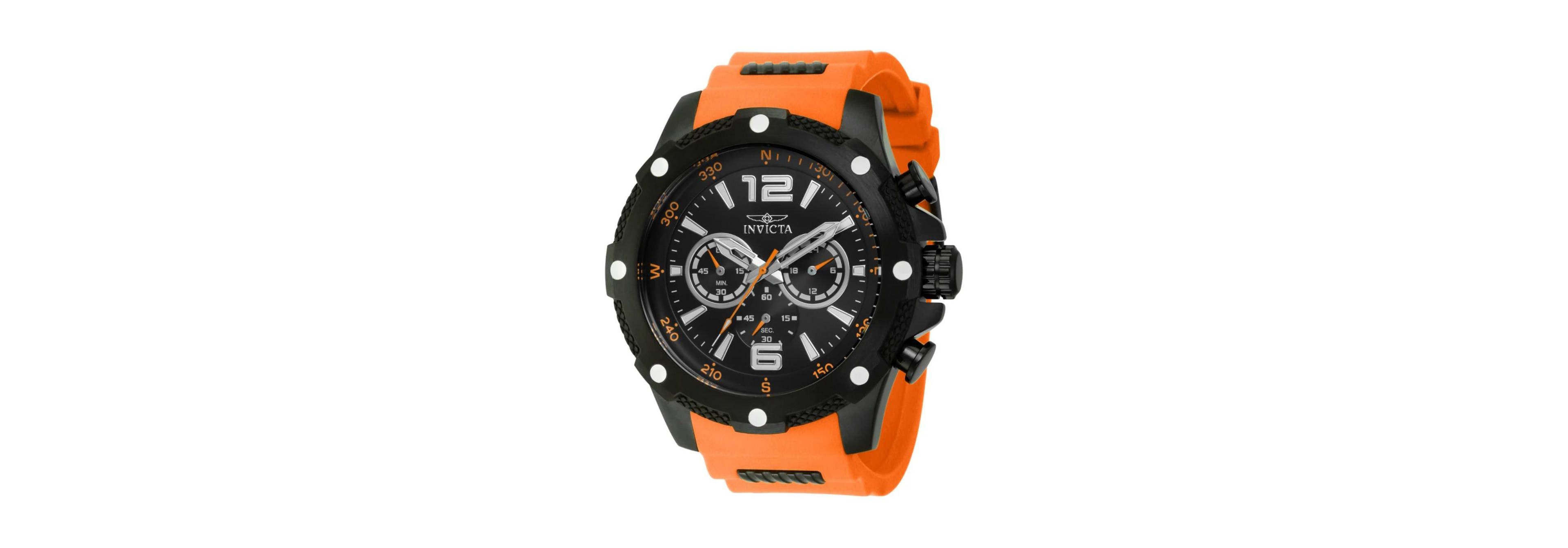 Invicta Men's I-Force Quartz Sport Stainless Steel Orange and Black Rubber Watch, 50mm