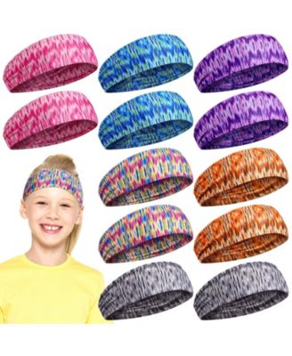 Boys' and Girls' Athletic Sweat-Absorbent Headbands, 12-Pack