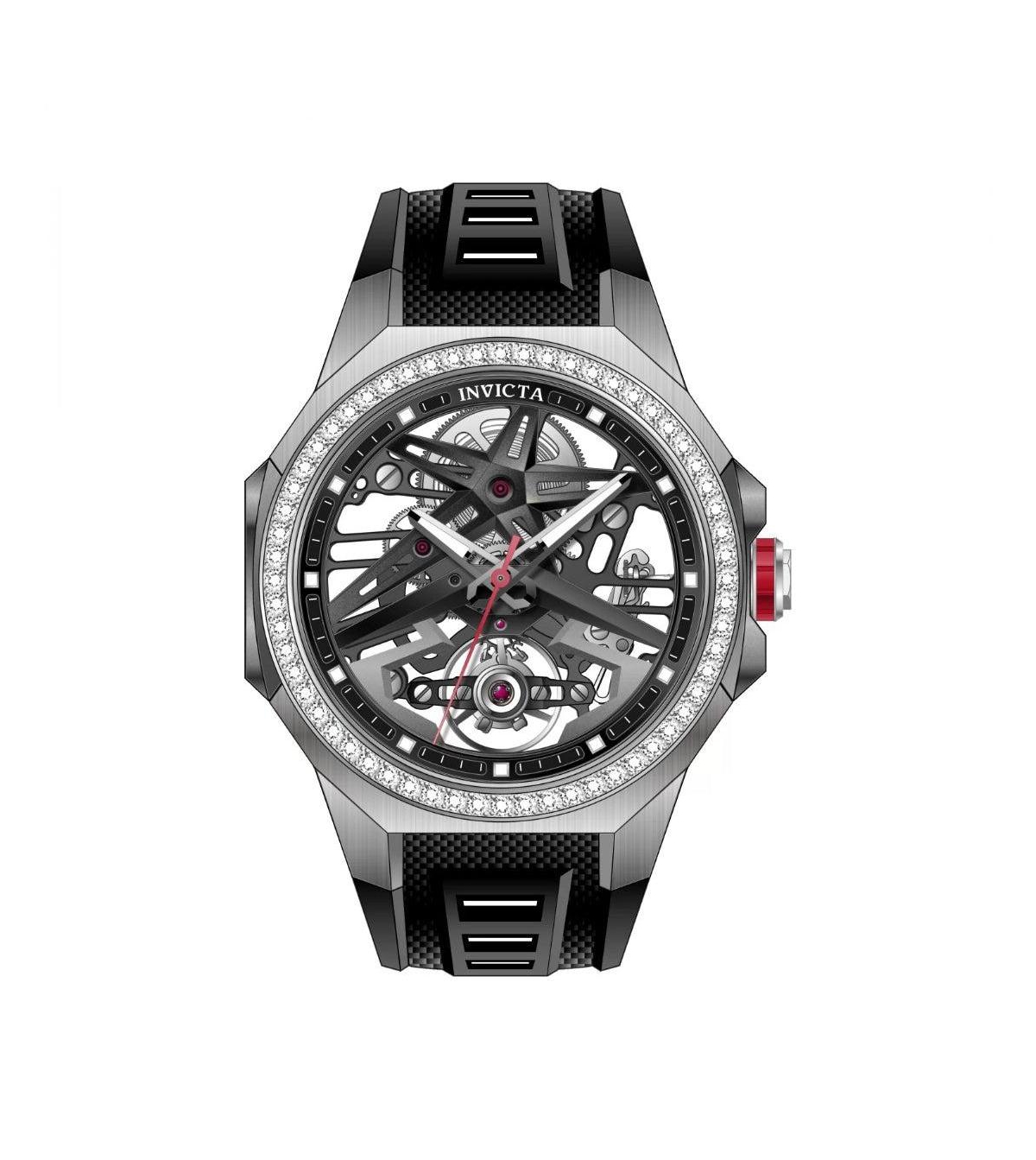Invicta Men's Mechanical Objet D Art Black Rubber Watch, 43mm - Black