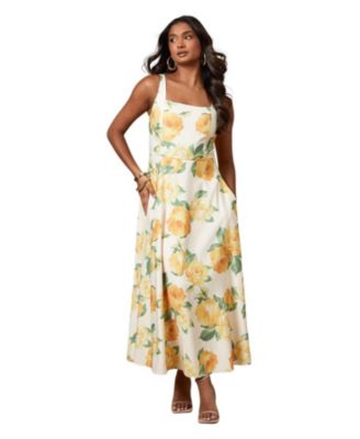 Women's Floral Square Neck Maxi Dress