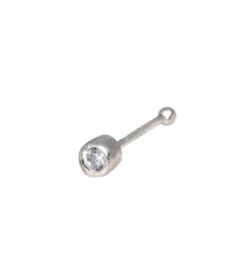 Solid 14k Gold 20g 3mm Bezel Cubic Zirconia Nose Stud Ring