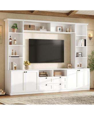  Farmhouse 70" Entertainment Center Wall Unit with Bridge and 4 Drawers