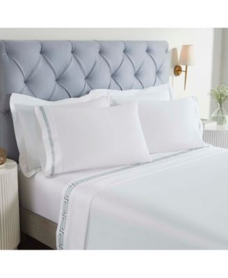 Harrison Cotton Greek Key Embroidered Deep Pocket Bed Sheet set