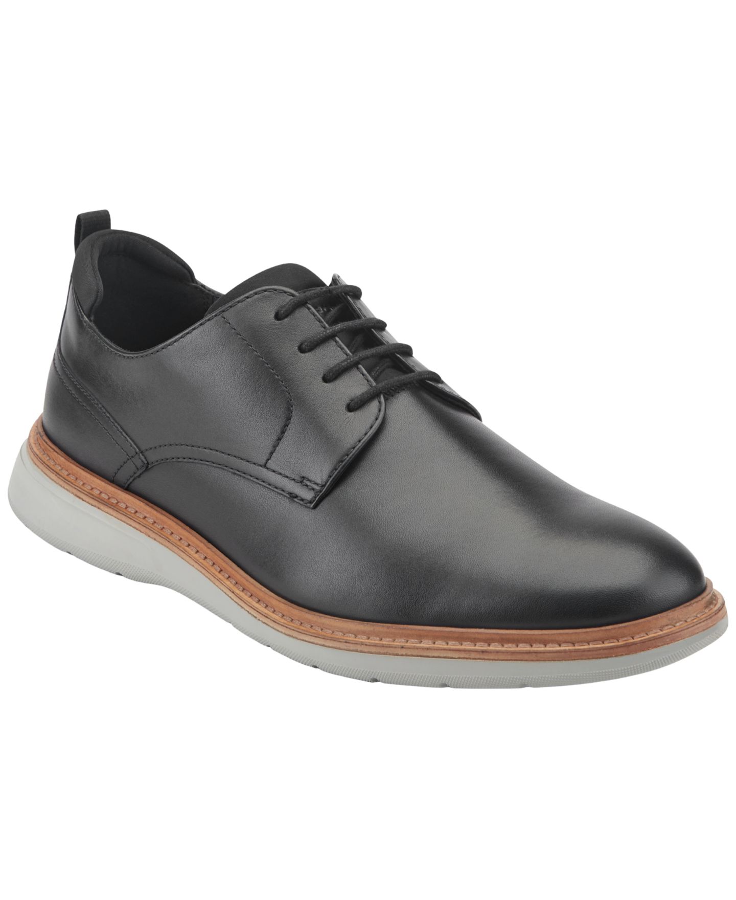 Мужские туфли Rockport Mather Plain Toe Casual Oxford, цвет: Чёрный кожаный — фото 1