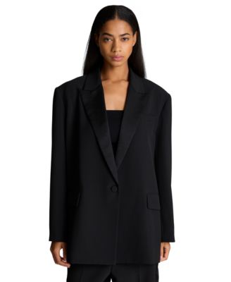 Women's Vision Twill Contrast Lapel Boyfriend Oversized Blazer