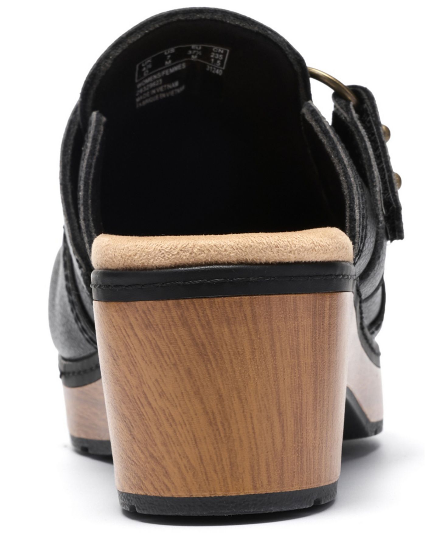 Женские сабо Clarks Paizlee Ali Leather Block Heel Mule, цвет: Чёрный кожаный — фото 3