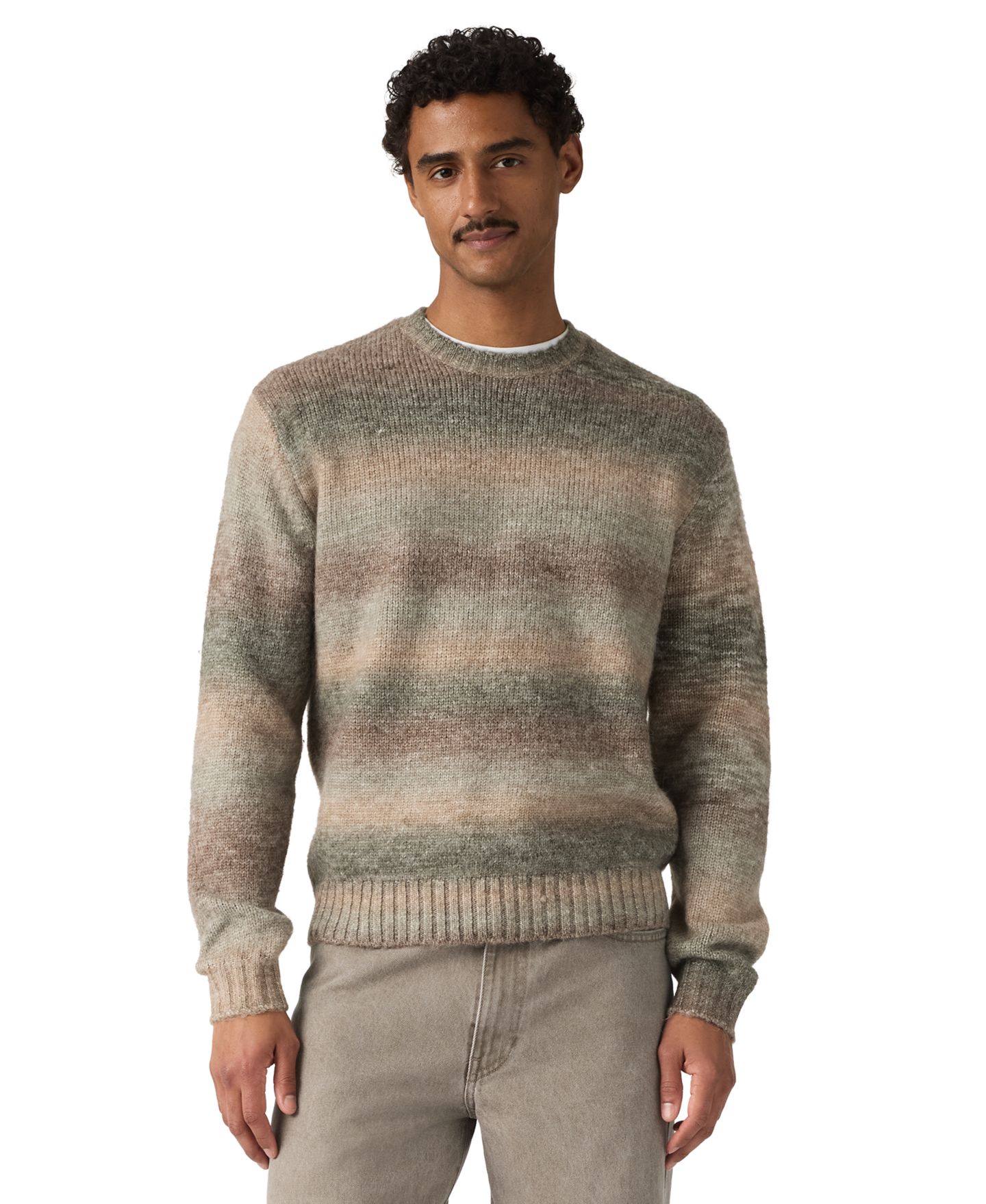 Мужской свитер Levi's Laurel Cable-Knit Stripe Crewneck, цвет: Кофейный — фото 1