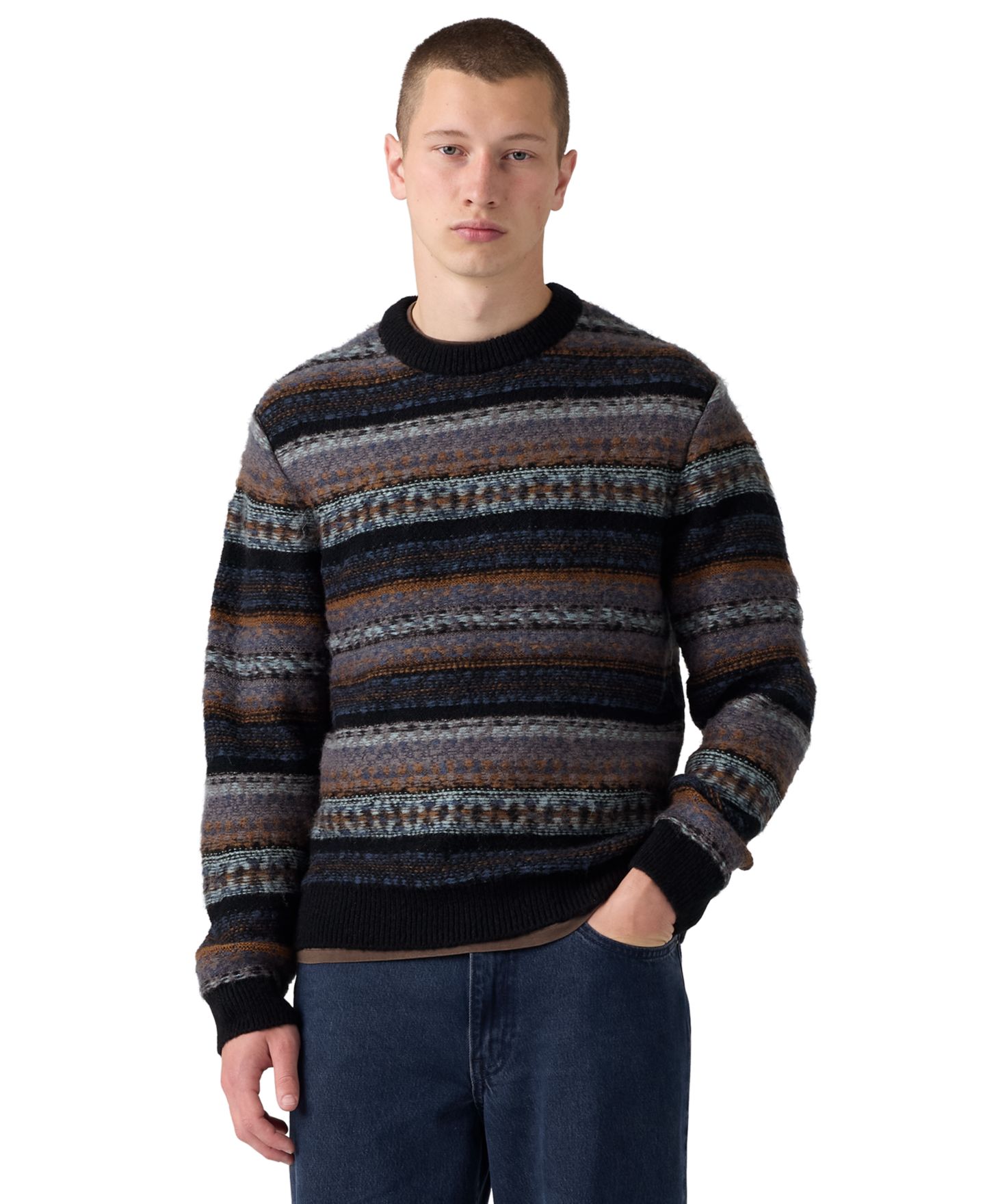 Мужской свитер Levi's Presidio Crewneck Wool-Blend, цвет: Чёрный — фото 1
