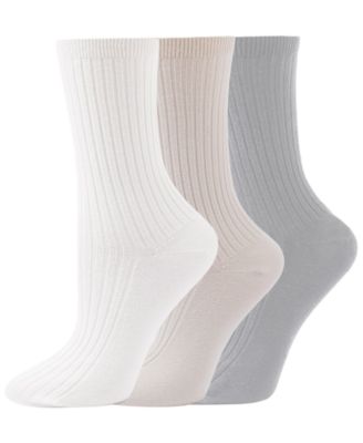 Women's Cotton-Blend Rib Crew Reinforced Heel and Toe Crew Socks, 3-Pair