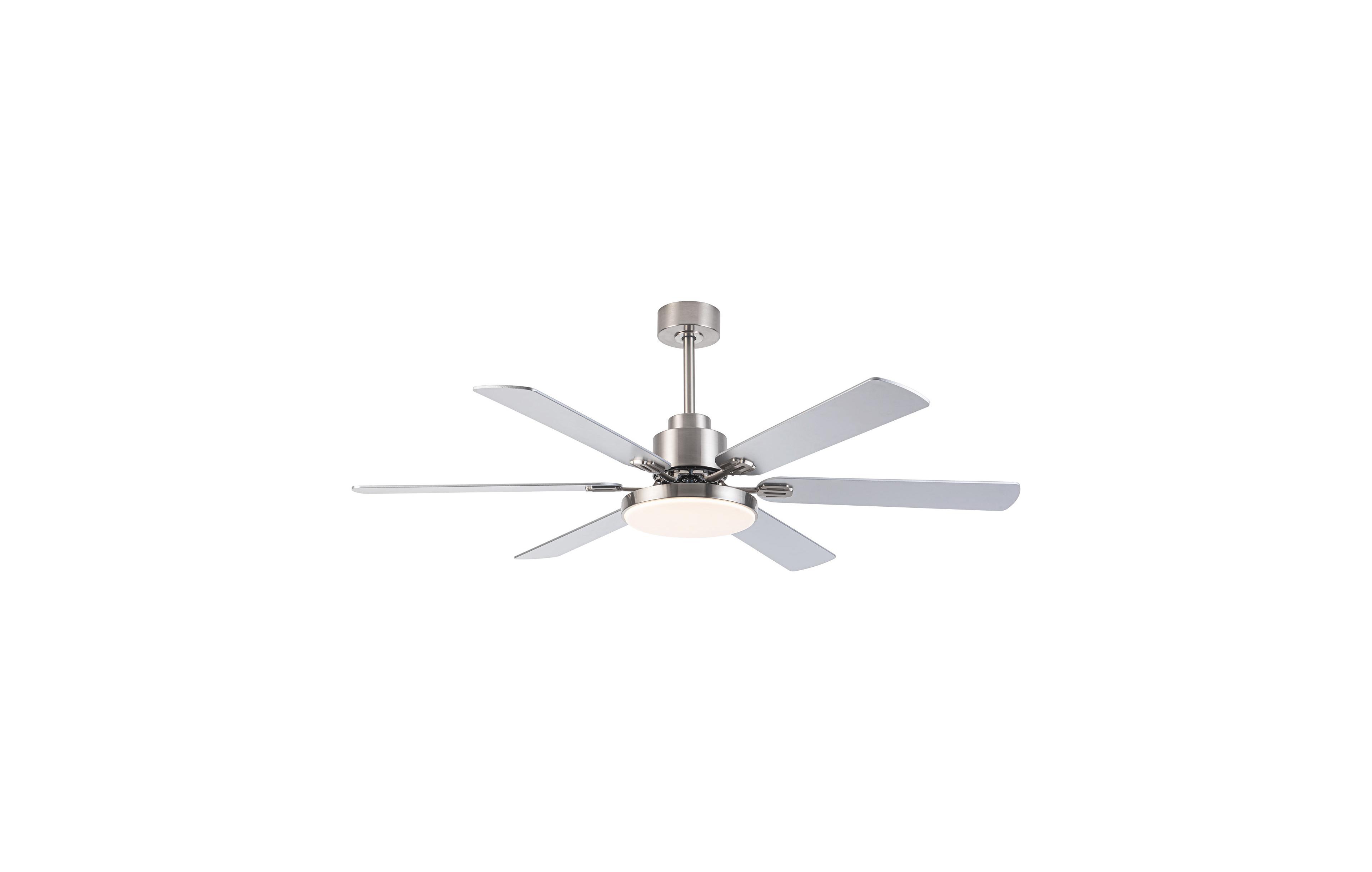 Parrot Uncle 60-inch Modern Brushed Nickel 6-Blade Led Ceiling Fan with Light and Remote