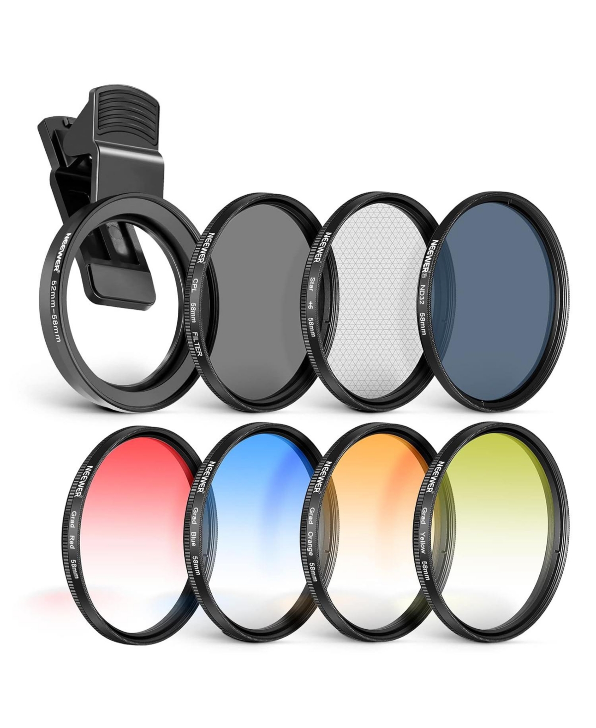 Lamicall 58mm Circular Polarizer, ND32, Starburst Lens Filter Kit for Dslr/Smartphone Cameras