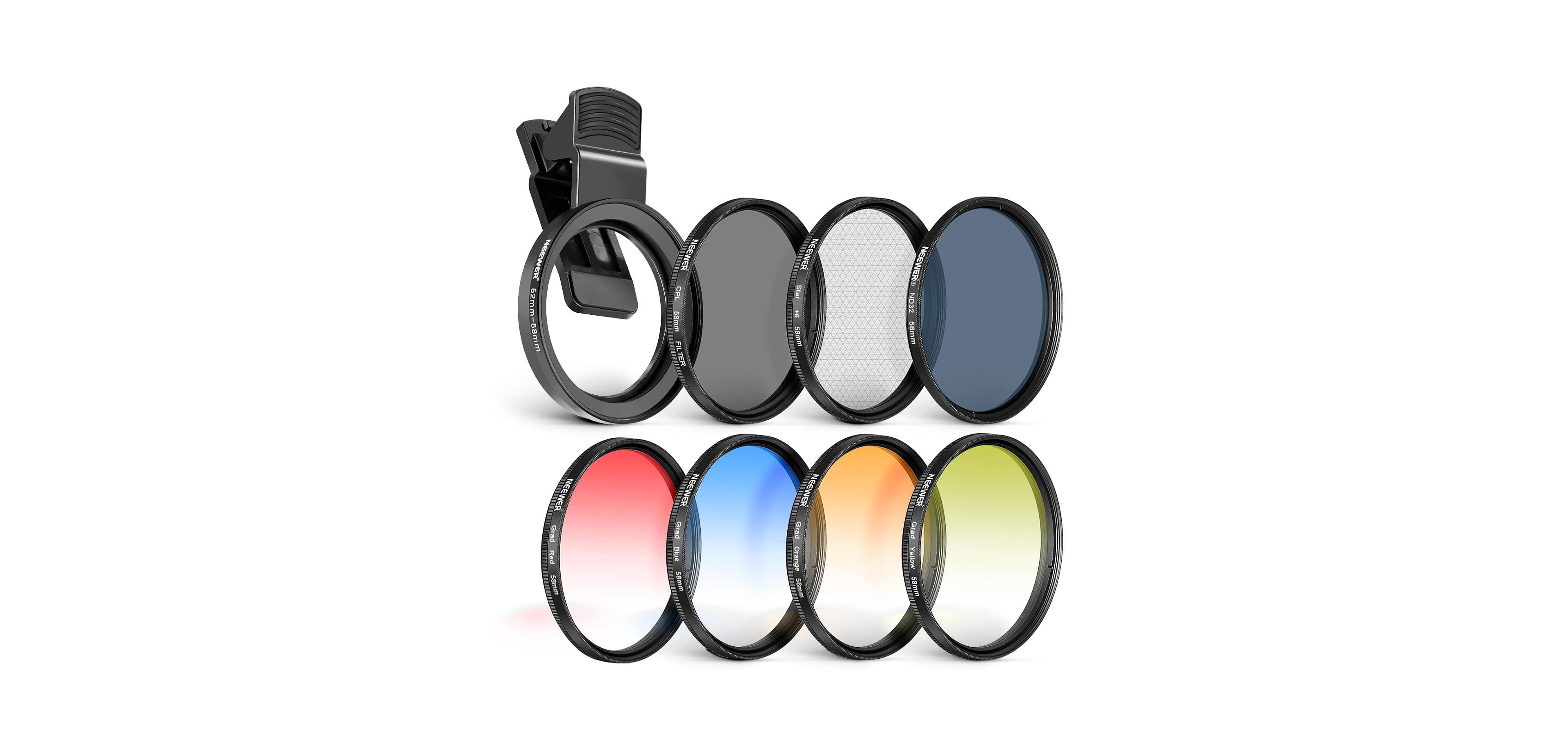 Lamicall 58mm Circular Polarizer, ND32, Starburst Lens Filter Kit for Dslr/Smartphone Cameras