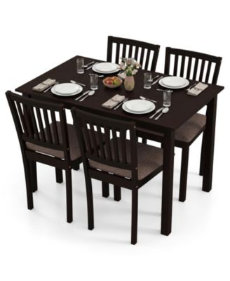 5-Piece Dining Table Set Rectangular Kitchen Table With Upholstered Chairs