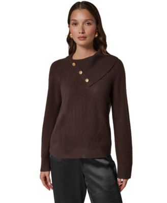 Women's Split Collar with Buttons Cashmere Pullover Sweater
