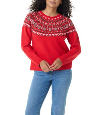 Women's Fair Isle Sweat Crewneck Long-Sleeve Sweater
