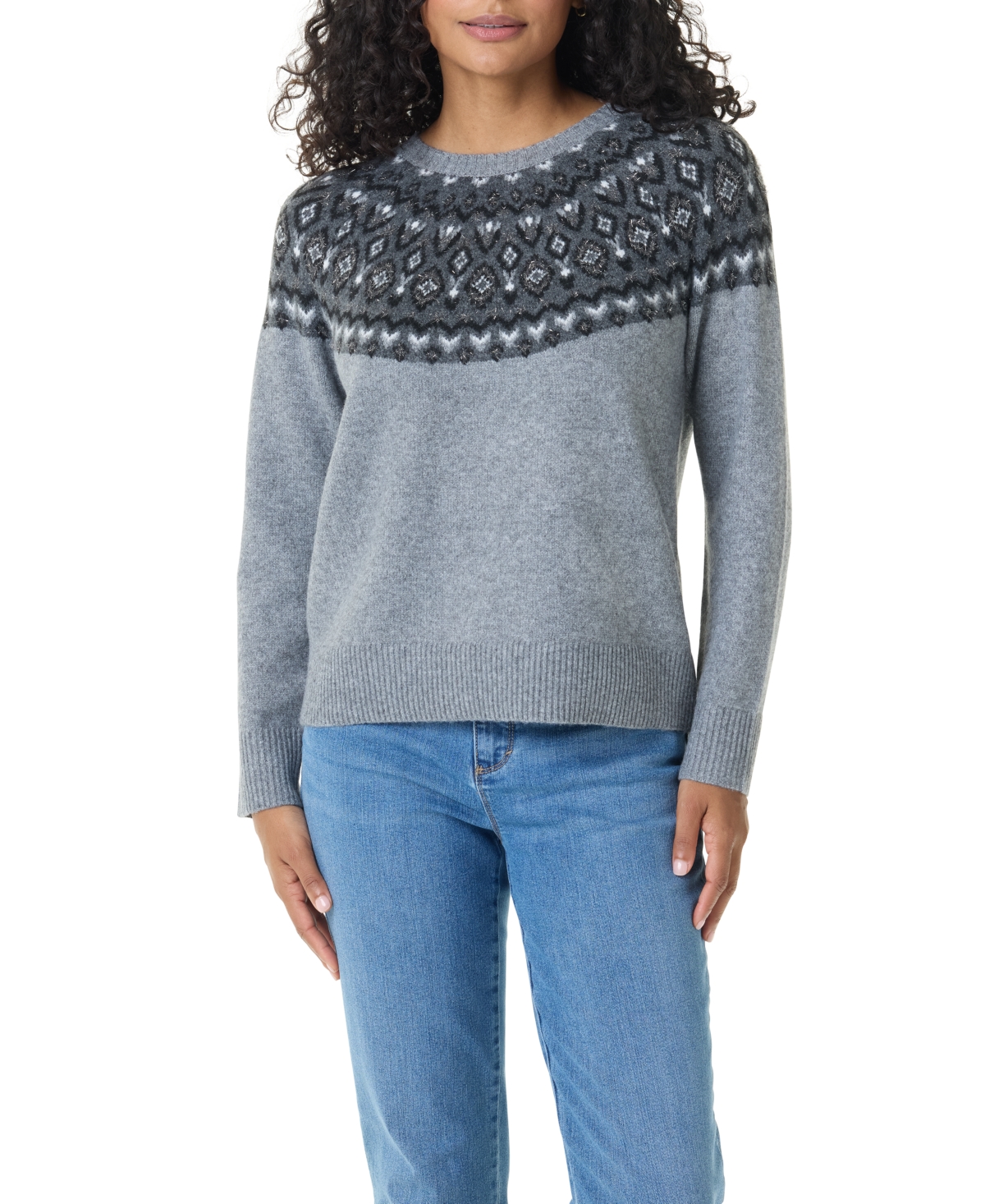 Gloria Vanderbilt Women's Juna Fair Isle Sweat Crewneck Long-Sleeve Sweater