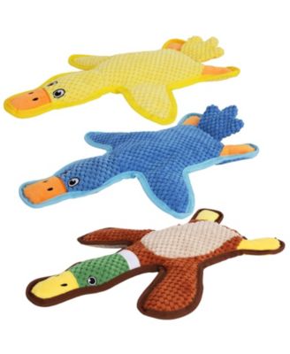 3 Pack Duck Shape Dog Toys Squeaky Crinkle Chew Interactive For All Breeds