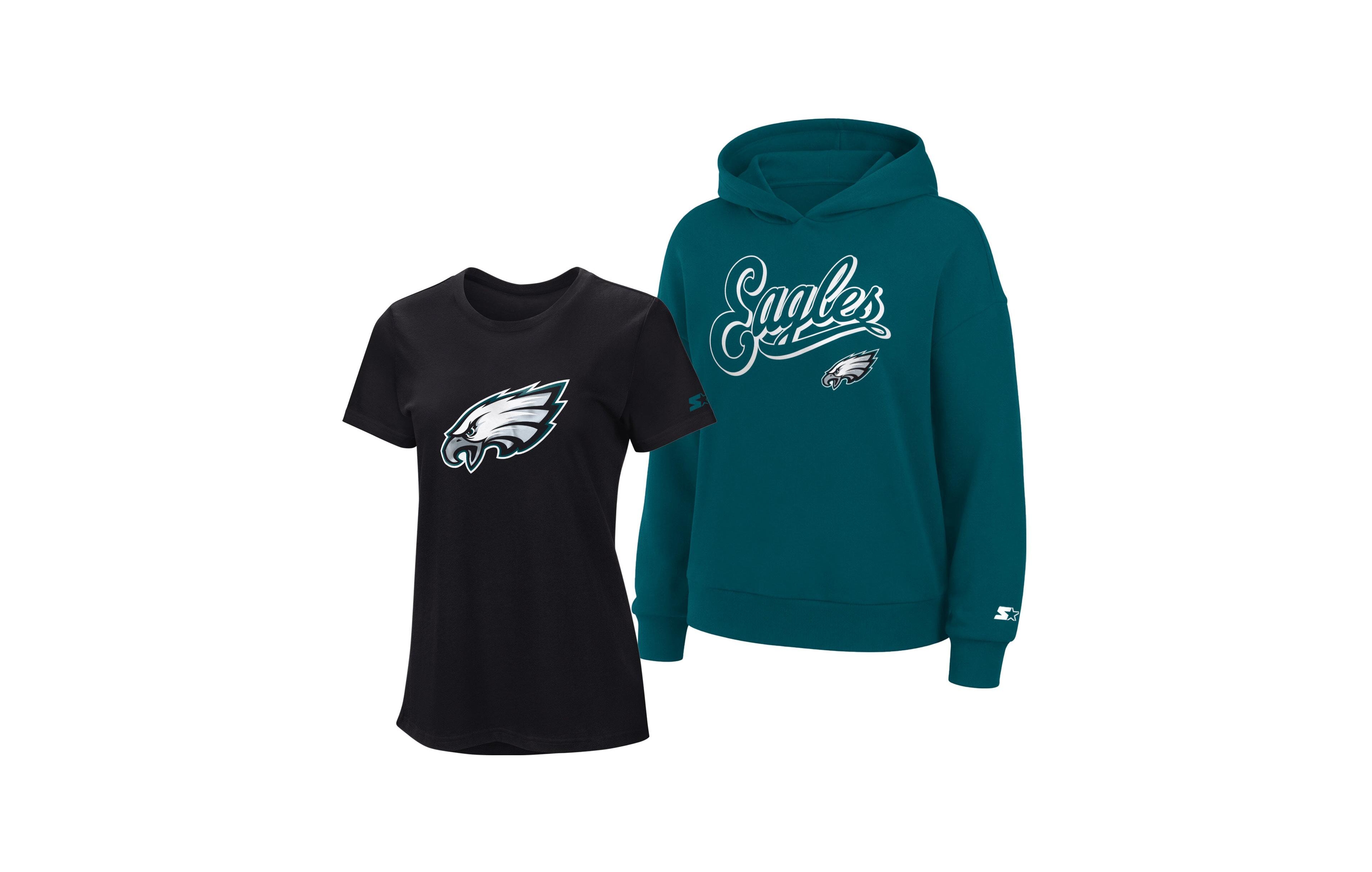 Starter Women's Black/Midnight Green Philadelphia Eagles Hoodie T-Shirt Combo Pack
