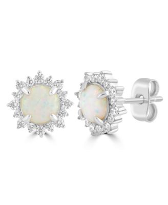 Opal Halo Cubic Zirconia Studs