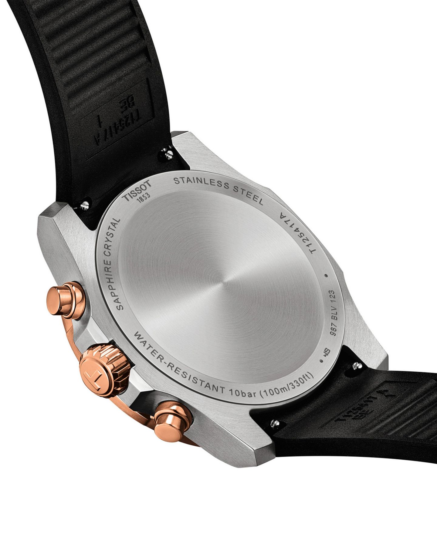 Мужские хронограф-часы Tissot Supersport Quartz с чёрным каучуковым ремешком, 42 мм — фото 6