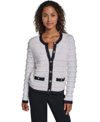 Women's Embellished Crewneck Cardigan Sweater