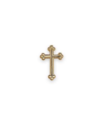 Solid 14k Yellow or White Gold Budded Cross Lapel Pin For Men