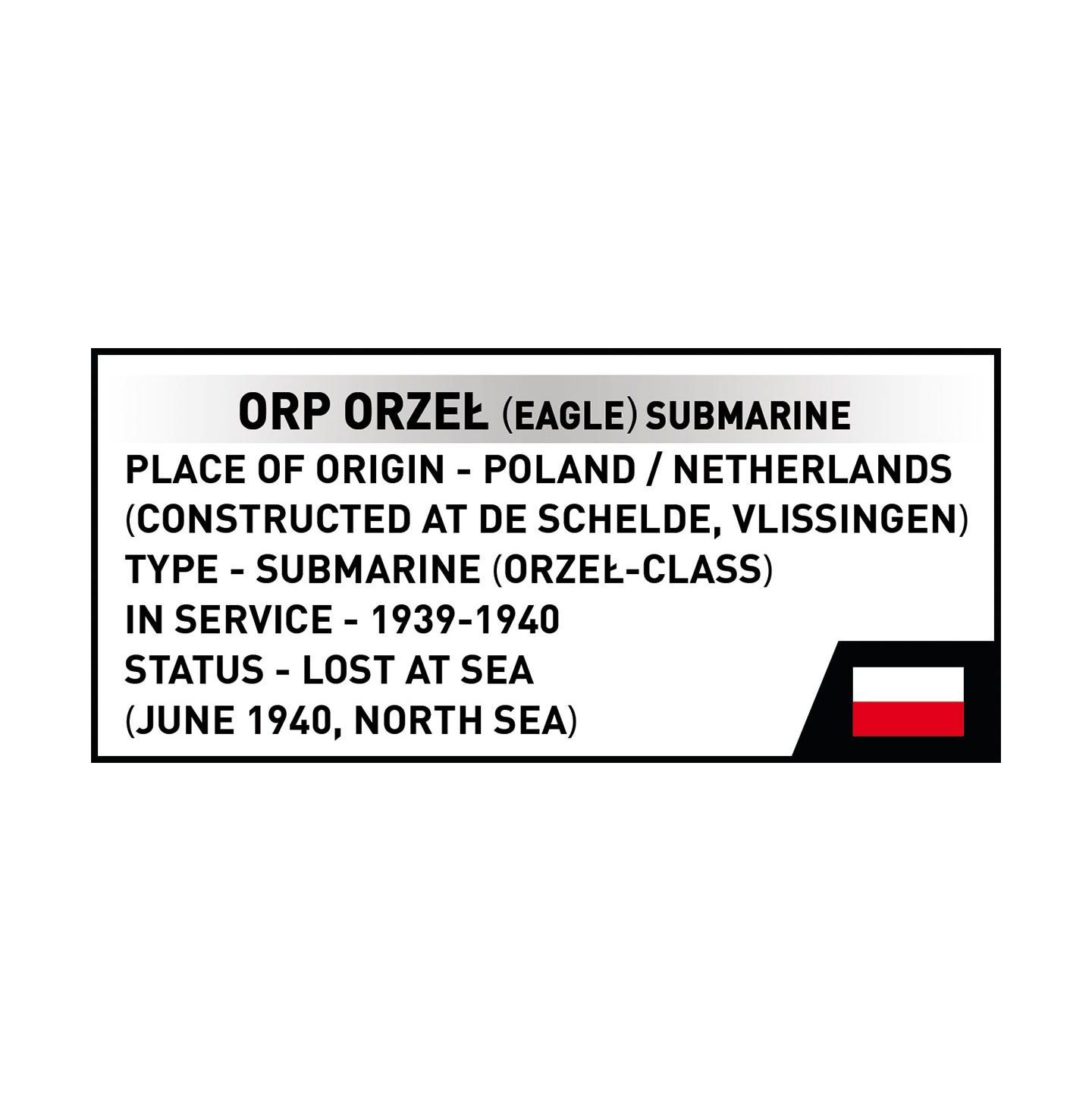 Детский конструктор COBI Wwii Polish Submarine ORP Orzel 193-Piece Building Set, Ages 7+ — фото 7