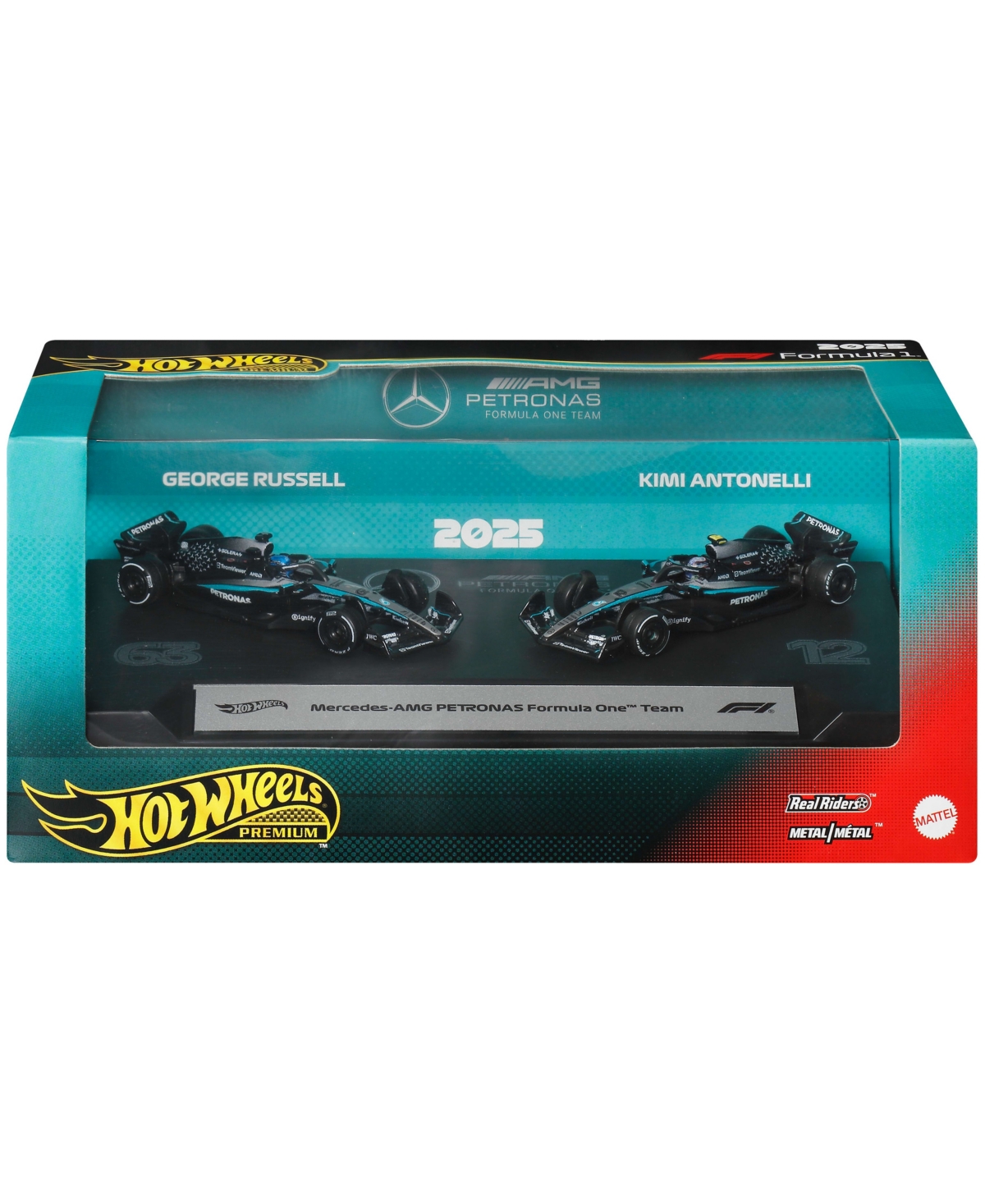 Hot Wheels 1:64 Scale Mercedes-amg Petronas Formula One Premium Die-Cast Race Car, 2-Pack