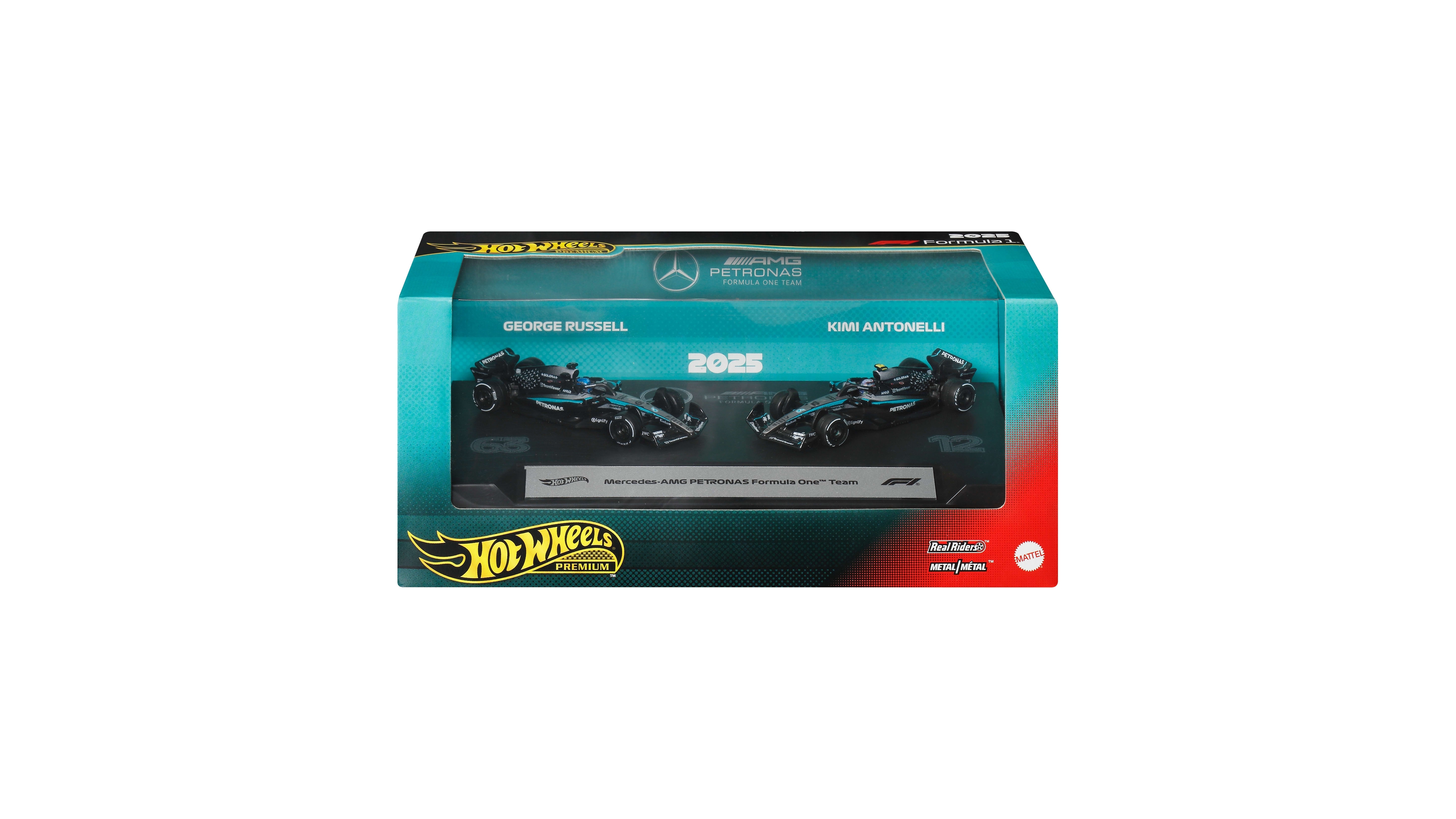 Hot Wheels 1:64 Scale Mercedes-amg Petronas Formula One Premium Die-Cast Race Car, 2-Pack
